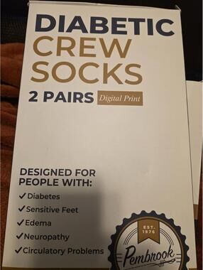 Pembroke Diabetic Crew Socks  2 pair